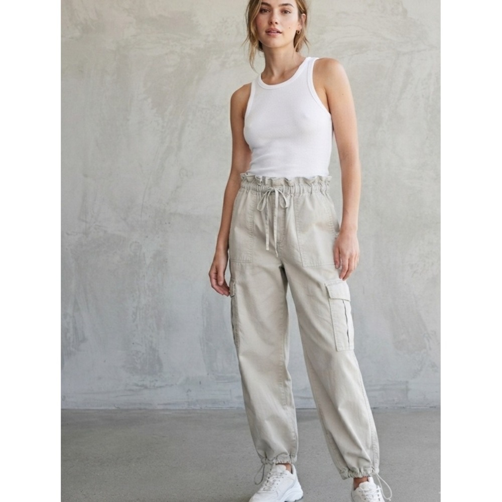 Abercrombie & Fitch Cargo Utility Paperbag Waist Jogger Pants Tan Large